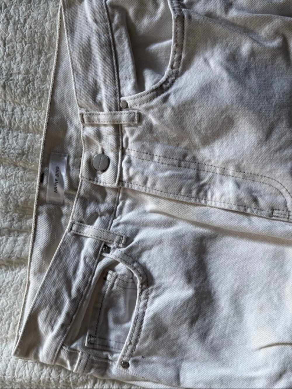 Anine Bing Sonya Jean Off White Size 25 - Picture 6 of 7